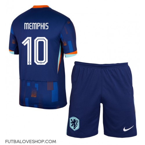 Dres Holandsko Memphis Depay #10 Preč pre deti ME 2024 Krátky Rukáv (+ trenírky)